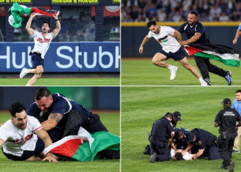 NYPD identified Yankees Stadium field invader as Kelly Marcucci after his Palestinian flag intrusion in Yankees-Mets game on Sept 11, 2026.