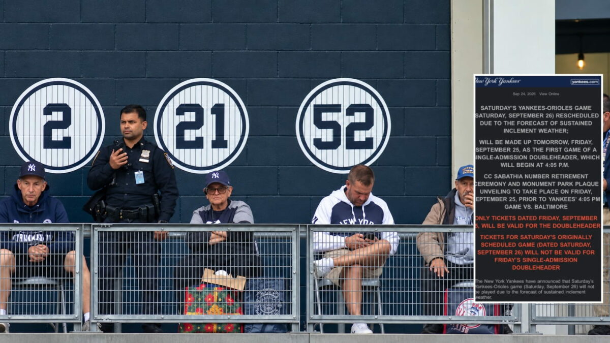 The Yankees’ weather decision leaves CC Sabathia ticket holders furious before emotional Bronx tribute in New York, September 24, 2026.