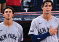 George Lombard Jr. and Spencer Jones sing national anthem at Chase Field before the Yankees' 9-2 win over the Diamondbacks in Phoenix, Arizona, September 18, 2026.