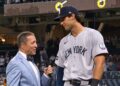 Spencer Jones talks to Ken Rosenthal after the Yankees' 5-1 win over the Padres, San Diego, September 5, 2026.