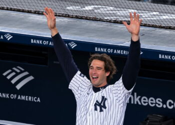 Spencer Jones celebrates after the Yankees' 9-2 win over the Rays, New York, September 23, 2026.