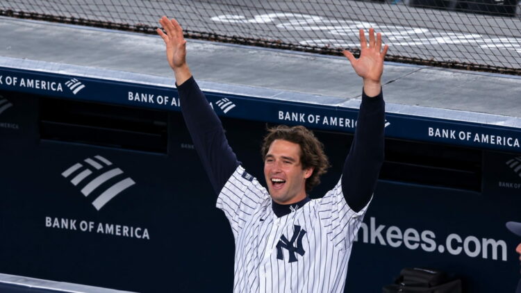 Spencer Jones celebrates after the Yankees' 9-2 win over the Rays, New York, September 23, 2026.