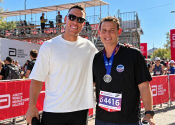 Yankees captain Aaron Judge is with ex-Yankees star Anthony Rizzo at the 2026 Bank of America Chicago Marathon on Sunday, October 11, 2026.