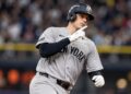 Ben Rice hit two home runs in the Yankees' 5-2 ALDS loss to the Rays, Tampa, October 5, 2026.