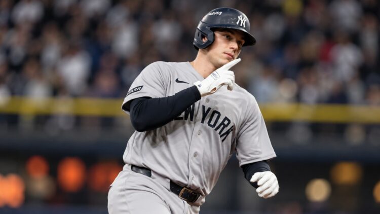 Ben Rice hit two home runs in the Yankees' 5-2 ALDS loss to the Rays, Tampa, October 5, 2026.