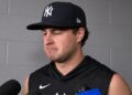Cam Schlittler speaks after the Yankees' 5-2 ALDS loss to the Rays, Tampa, October 5, 2026.