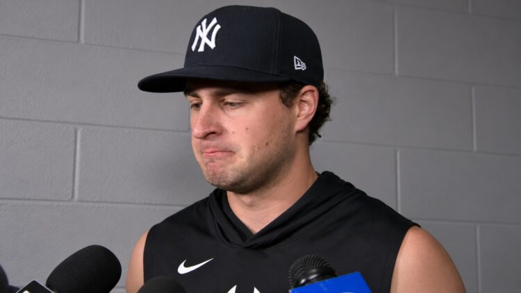 Cam Schlittler speaks after the Yankees' 5-2 ALDS loss to the Rays, Tampa, October 5, 2026.