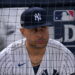 Giancarlo Stanton watches during the Yankees' 9-2 rout of the Red Sox at Yankee Stadium, New York, September 30, 2026.