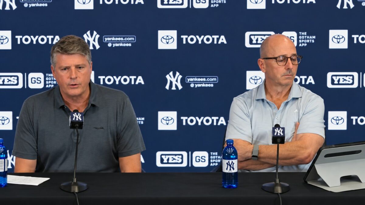 Hal Steinbrenner singles out Yankees hitters as Boone and Cashman retain his trust in a PC on Oct 21, 2026.