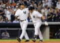 Derek Jeter and Mariano Duncan share the Yankees field as teammates in 1996.