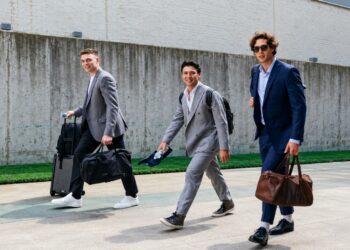 Ben Rice, Anthony Volpe, and Spencer Jones headed to Tampa for the Yankees' ALDS game against the Rays, Tampa, October 1, 2026.