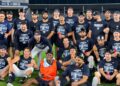 The Yankees at group photo session after 9-2 rout of the Red Sox to win Wild Card Series at Yankee Stadium, New York, September 29, 2026.