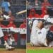 Yankees' Anthony Volpe fouls the ball off his foot and the reacts during the game against the Angels at Yankee Stadium on August 8, 2024.