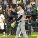 Yankees' relief pitcher Jake Cousins celebrate his first save in the team’s 4-1 win over the Chicago White Sox in a baseball game Tuesday, Aug. 13, 2024, in Chicago.