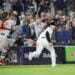 Gleyber Torres is caught in a run down and tagged out on Yankees outfielder Juan Soto’s RBI single on Sept. 24, 2024. 