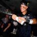 Captain Aaron Judge celebrates as the New York Yankees defeat the Baltimore Orioles to win the AL East title at Yankee Stadium on Sept. 26, 2024.