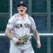 Yankees left fielder Alex Verdugo showed some emotion after his sliding basket catch ended an Astros' ninth-inning rally in Sunday's 4-3 win that completed a four-game, season-opening sweep at Minute Maid Park in Houston.